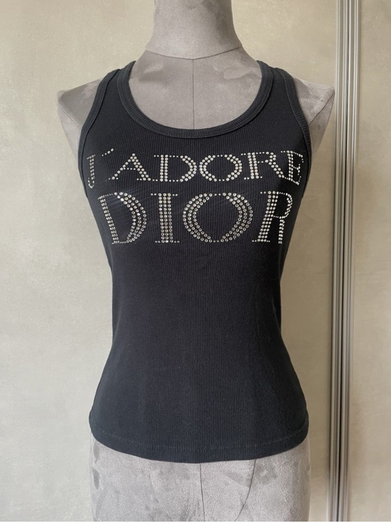 Dior Tops - Christian Dior Black J'Adore Crystal Logo Tank